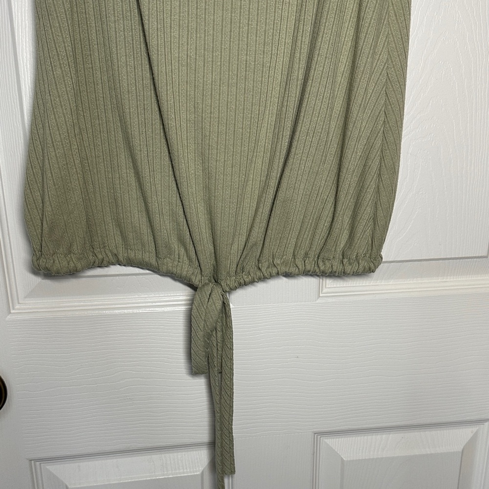 Daytrip Sage Green Cutout Tank Top with adjustable tie waist - Picture 6 of 6